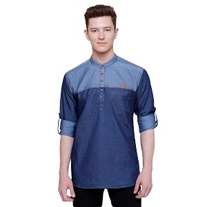 Kuons Avenue Mens Short Denim Kurta