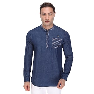 Kuons Avenue Mens Short Denim Kurta