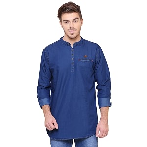 Kuons Avenue Mens Short Denim Kurta