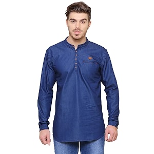 Kuons Avenue Mens Short Denim Kurta