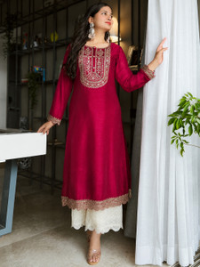 KurtiByHarshita Women Embroidered A-line Kurta