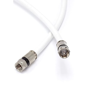 3ghz 75 ohm coaxial rg-6 cable for all dth antenna dish tv and set top box - 10m white with original connector pins and 10 cable clips