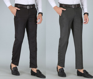 Kurus Slim Fit Men Black Trousers
