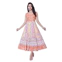 Kuruti B Sheets Brand Women's Midi-Dress Rajasthani Traditional Cotton Printed Dress for Women
