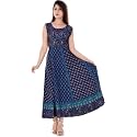 Kuruti B Sheets Brand Women's Midi-Dress Rajasthani Traditional Cotton Printed Dress for Women