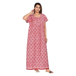 kuruti b sheets brand all over printed night gown cotton nighty for women  sleepwear long nightwear gown
