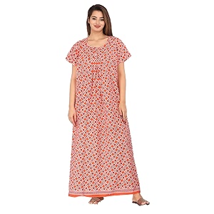 kuruti b sheets brand all over printed night gown cotton nighty for women  sleepwear long nightwear gown