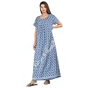 Kuruti B Sheets Brand Cotton Nighty for Women — Printed Stylish Night Gown, Comfortable Sleepwear Long Nightwear, Maxi