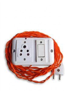 kushwaen flat switch 2 way board with 5 meter cable 6 a five pin socket