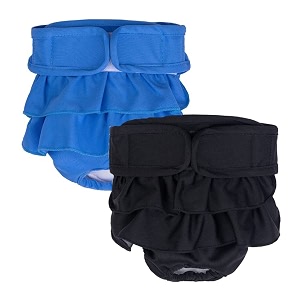 kutkut 2 pack dog female diapers highly absorbent reusable doggie diapers washable pant for dog period panties dresses for dogs in heat period or excitable urination m waist 40cm - 50cm