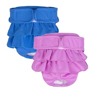 kutkut 2 pack dog female diapers washable dog diapers highly absorbent reusable diapers for dog period panties dresses for dogs in heat period or incontinence xl waist 59cm - 69cm
