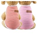 KUTKUT 2 Pcs Classic Dog Striped T-Shirt Puppy Clothes for Small Dogs, Stretchy Summer Cotton Cat Vest Doggy Tee Tank Top For Cavalier King, French Bulldog, Pug etc (Size: 2XL, Chest: 55cm, Length: 45cm)