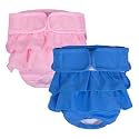 KUTKUT 2 pcs Dog Female Diaper, Ultra Absorbent Reusable Doggie Diapers, Washable Pant for Dog Period Panties Dresses for Dogs in Heat, Period or Excitable Urination (M: Waist: 40cm - 50cm)