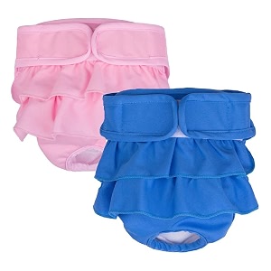 kutkut 2 pcs dog female diapers ultra absorbent reusable doggie diapers washablepanties diaper for dog period dogs in heat period or incontinence xl waist 59cm - 69cm