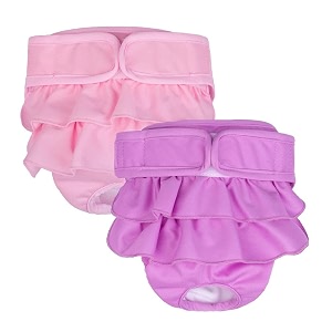 kutkut 2 pcs dog female diapers highly absorbent reusable doggie diapers washable diaper for dog period panties dresses for dogs in heat period or incontinence xl waist 59cm - 69cm