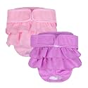 KUTKUT 2 Pcs Dog Female Diapers,Highly Absorbent Reusable Doggie Diapers, Washable Diaper for Dog Period Panties Dresses for Dogs in Heat Period or Excitable Urination (M: Waist: 40cm - 50cm)