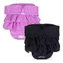 KUTKUT 2 Pcs Dog Female Diapers, Washable Dog Diapers Highly Absorbent Reusable Diapers for Dog Period Panties Dresses for Dogs in Period, Heat or Excitable Urination (L:Waist: 50cm-59cm)