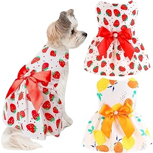 kutkut 2 pcs dog girl dresses small dogs clothes girls outfit for pets puppy dresses floral summer cute female cat small doggi dress for king charls french bulldog etc size 2xl chest 55cm