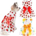 KUTKUT 2 Pcs Dog Girl Dresses, Small Dogs Clothes Girls Outfit for Pets Puppy Dresses Floral Summer Cute Female Cat Small Doggi Dress for Shihtzu, Poodle, Pug etc (Size: XL, Chest: 50cm)