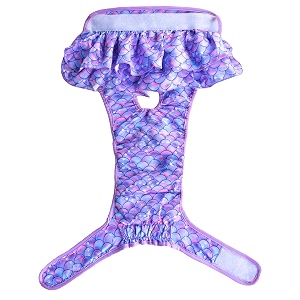 kutkut 2 pcs female dog adjustable diapers reusable washable super absorbency animal mermaid nappie dresses for dogs in heat period or excitable urination sanitary panties size l