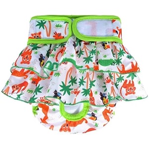 kutkut 2 pcs female dog adjustable diapers washable reusable super absorbency leak-proof dog nappie dresses for dogs in heat period or excitable urination sanitary panties dress size xl