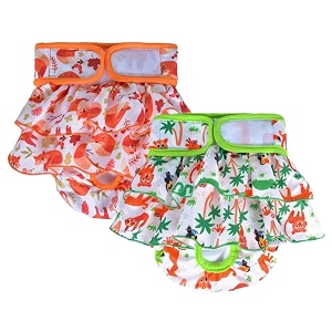 kutkut 2 pcs female dog adjustable leak proof diapers reusable washable super absorbency nappie dresses for dogs in heat period or excitable urination sanitary panties size m
