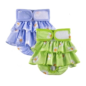kutkut 2 pcs female dog adjustable diapers reusable washable super absorbency leak-proof dog nappie dresses for dogs in heat period or excitable urination sanitary panties dress size xl