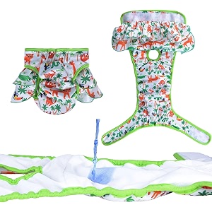kutkut 2 pcs female dog adjustable diapers reusable washable super absorbency leak proof dog nappie dresses for dogs in heat period or excitable urination sanitary panties size s