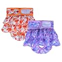 KUTKUT 2 Pcs Female Dog Adjustable Diapers Reusable Washable Super Absorbency Animal Mermaid Nappie Dresses for Dogs in Heat, Period or Excitable Urination, Sanitary Panties (Size: L)