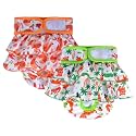 KUTKUT 2 Pcs Female Dog Adjustable Leak Proof Diapers Reusable Washable Super Absorbency Nappie Dresses for Dogs in Heat, Period or Excitable Urination, Sanitary Panties (Size: M)