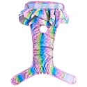 KUTKUT 2 Pcs Female Dog Adjustable Diapers Washable Reusable Super Absorbency Leak-Proof Mermaid Pattern Nappie for Dogs in Heat, Period or Excitable Urination, Sanitary Panties (Size: L)