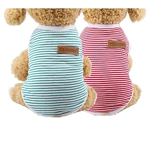 kutkut 2 pcs striped t-shirt puppy clothes for small dogs cats summer cotton vest doggy tee tank top for shihtzu lhasa bichon pekingese size xl chest 50cm length 40cm