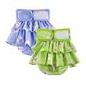 KUTKUT 2Pcs Female Small Dog Cat Diapers Reusable Washable Super Absorbency Leak-Proof Dog Nappie Dresses for Puppy Kitten in Heat, Period or Excitable Urination, Panties Dress (Size: XS)