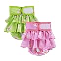 KUTKUT 2Pcs Female Small Dog Cat Diapers Washable Reusable Super Absorbency Leak-Proof Dog Nappie Dresses for Puppy Kitten in Heat Period, Sanitary Panties Dress (Size: XS)