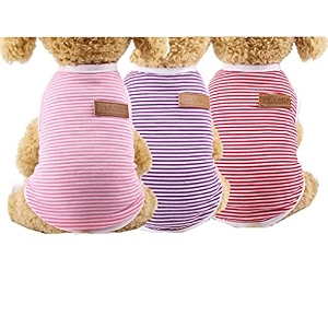 kutkut classic dog striped tshirt cat clothes for small dogs stretchy summer cotton cat vest doggy tank top for cavalier king lhasa apso french bulldog pug etc size 2xlchest 55cm length45cm