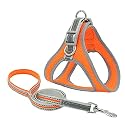 KUTKUT Adjustable Reflective Breathable Soft Pet Chest Vest Harness and Leash with Air Mesh No Pull for Strap for Small and Medium Dogs and Cats (Size:M, Adjustable Chest: 37cm-45cm)