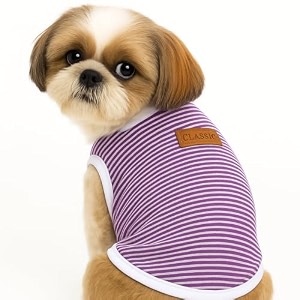 kutkut classic dog striped tshirt cat clothes for small dogs stretchy summer cotton cat vest doggy tank top for cavalier king lhasa apso french bulldog pug etc size 2xlchest 55cm length45cm