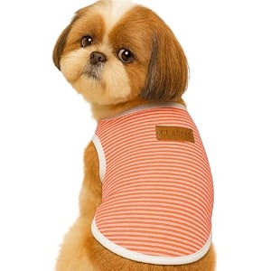 kutkut classic dog striped tshirt puppy clothes for small dogs stretchy summer cotton cat vest doggy tee tank top for shihtzu papillon bichon pekingese amp cats size xl chest 50cm length 40cm
