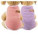 KUTKUT Combo of 2 Dog Striped T-Shirt Puppy Clothes for Small Dogs, Stretchy Summer Cotton Cat Vest Doggy Tee Tank Top for Shihtzu, ToyPoodle, Lhasa, Bichon etc (Size: XL, Chest 50cm, Length 40cm)
