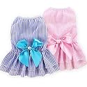 KUTKUT Combo Of 2 Dress For Small Dog Cat Girl Clothes, Female Princess Tutu Striped Skirt Summer Shirt For Shihtzu, Bichon Etc Cat Pet Apparel Outfits (Size: Xl, Adjustable Chest: 50Cm, Multicolor)