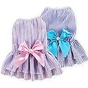 KUTKUT Combo Of 2 Frock Dress For Small Dog Cat Girl Clothes Female Princess Tutu Striped Skirt Summer Shirt For Shihtzu, Papillon, Pekingese Etc (Multi-coloured, Size: XL, Chest: 50Cm)