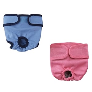 kutkut combo of 2 reusable amp washable pet cotton physiological pants  adjustable menstruation underwear for female dog in heat period size xl adjustable waist 50-75cm