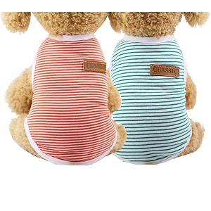 kutkut combo of 2 striped t-shirt puppy clothes for small dogs cats summer cotton vest doggy tee tank top for shihtzu lhasa bichon pekingese size xl chest 50cm length 40cm
