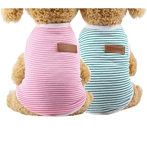kutkut combo of 2 striped t-shirt puppy clothes for small dogs cats summer cotton vest doggy tank top for shihtzu lhasa bichon pekingese size xl chest 50cm length 40cm