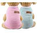 KUTKUT Combo of 2 Striped T-Shirt Clothes for Small Dogs &amp; Cats,Summer Cotton Vest Doggy Tank Top for Cavalier King, French Bulldog, Pug etc (Size: 2XL, Chest: 55cm, Length: 45cm)