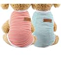 KUTKUT Combo of 2 Striped T-Shirt Clothes for Small Dogs &amp; Cats,Summer Cotton Vest Doggy Tee Tank Top for Cavalier King Charls, French Bulldog, Pug Etc (Size: 2XL, Chest: 55cm, Length: 45cm)