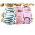 KUTKUT Combo of 3 Striped T-Shirt Puppy Clothes for Small Dogs Cats, Summer Cotton Vest Doggy Tee Tank Top for Shihtzu, ToyPoodle, Lhasa, Bichon etc &amp; Cats (Size: XL, Chest 50cm, Length 40cm)