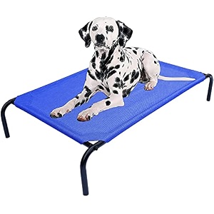 kutkut cooling elevated dog bed  portable durable metal frame raised cot with washable amp breathable teslin recyclable mesh  indoor outdoor pet bed for small medium amp large dogs
