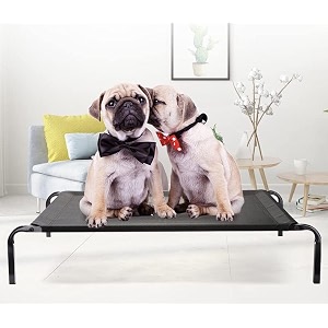 kutkut cooling elevated dog bed portable durable summer frame raised pet cot with washable amp breathable mesh  cot bed for extra large medium small dogs for camping or beach m