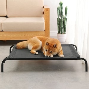 kutkut cooling elevated dog bed portable durable summer frame raised pet cot with washable amp breathable mesh  cot bed for extra large medium small dogs for camping or beach l